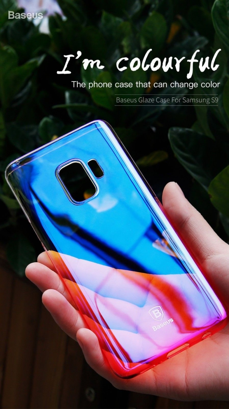 Ốp Lưng Màu Samsung Galaxy S9 Plus Chính Hãng Hiệu Baseus thiết kế mới là sự phối hợp 2 gam màu trong suốt có phủ một lớp nano không mờ và gợn đục